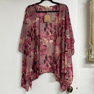 Kori America Floral Plum/Pink Kimono Size S